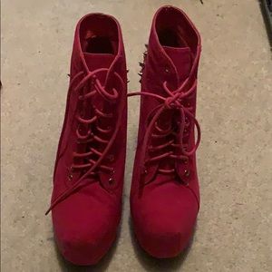 Hot Pink Platform boots with Spikes